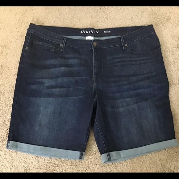 Ava Viv Dark Wash Jean Denim Bermuda 
